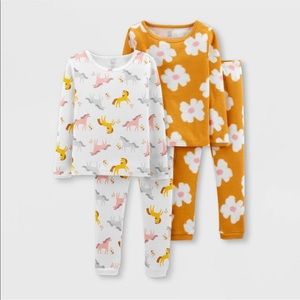 NWT Carters Toddler Girls Horse and Flower Pajama Set  Size 4T